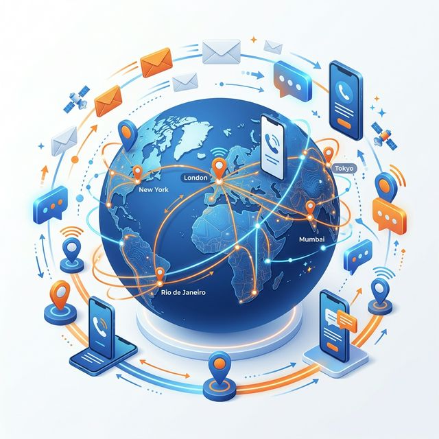 Global digital communication network connecting PrimeCodez with clients worldwide